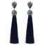 Handmade Long Tassel Earrings Drop Earrings LFPU jewellery Store Dark Blue 