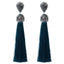 Handmade Long Tassel Earrings Drop Earrings LFPU jewellery Store peacock blue 