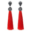 Handmade Long Tassel Earrings Drop Earrings LFPU jewellery Store Red 