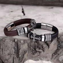 Handmade Weaved Lather Magnetic Cuff Bracelet For Men Cuff Bracelets LKO Official Store