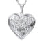 Heart Locket Photo Frame Necklace Pendant Necklaces U 7 Official Store Flower silver 