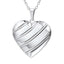 Heart Locket Photo Frame Necklace Pendant Necklaces U 7 Official Store Stripes silver 