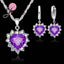 Heart Shaped Crystal Jewelry Sets Bridal Jewelry Sets JEXXI Official Store Fushia 