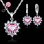 Heart Shaped Crystal Jewelry Sets Bridal Jewelry Sets JEXXI Official Store Pink 