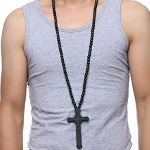 Jesus Cross Wooden Carved Necklace Pendant Necklaces Meaeguet speciality store 