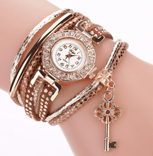 Key Pendant Rivets Band Fashion Bracelet Watch For Women Women's Watches Doge Watches Store Brown