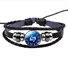Leather Braided Bracelet with Zodiac Sign Button Wrap Bracelets ESSPOC AngelJewelry Store 