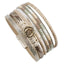 Leather Multilayer Bracelets with Metal Rope Design Wrap Bracelets ALLYES Official Store khaki 