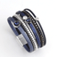 Leather Multilayer Bracelets with Rhinestone Wrap Bracelets Amorcome Official Store Dark Blue 