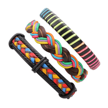 Leather Multilayer Braid Weaving Bracelet Sets Wrap Bracelets Lisa Trendy Styles Store 3pcs