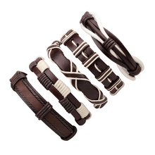Leather Multilayer Braid Weaving Bracelet Sets Wrap Bracelets Lisa Trendy Styles Store 5pcs