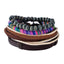 Leather Rope Bracelet with Wood Beads Wrap Bracelets Design Zone Store B 4PCS 