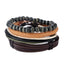 Leather Rope Bracelet with Wood Beads Wrap Bracelets Design Zone Store D 4PCS 