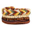 Leather Rope Bracelet with Wood Beads Wrap Bracelets Design Zone Store O 4PCS 