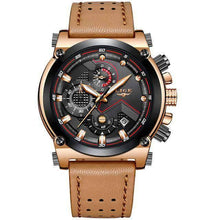 Leather Waterproof Automatic Date Quartz Watch For Men Quartz Watches LIGE-02 Store Leather brown black
