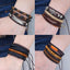 Leather Wood Bead Bracelet with Braided Rope Design Wrap Bracelets IF ME Official Store 