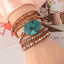 Leather Wrap Bracelet with Huge Ocean Stone Design Wrap Bracelets YGLINE Store 