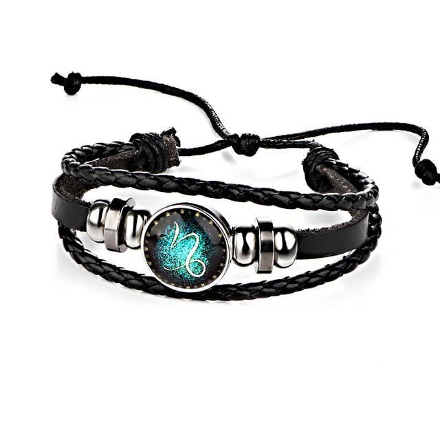 Leather Zodiac Sign Bracelet Strand Bracelets bigtreeonline Store Capricornus 