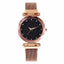 Mesh Magnet Buckle Starry Sky Quartz Watches Women's Watches Aiwise Store rose gold 