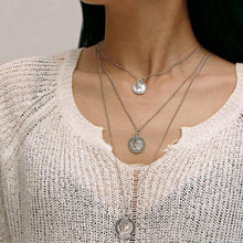 Multilayer Carved Coin Necklace Chain Necklaces AY A Store