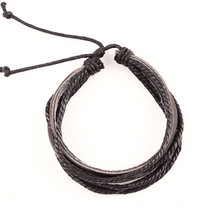 Multilayer Leather Handmade Bracelets for Men Wrap Bracelets IF ME Official Store Black 62GG43