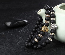Natural Stone Beads Men Bracelets with Leopard Design Strand Bracelets HelloLeo 