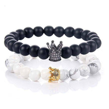 Natural Stone Bracelet with Crown Design Strand Bracelets The home of beautiful ornaments 