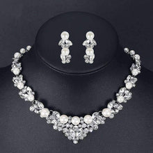 Necklace and Earring Bridal Jewelry Set With Clear Crystal For Women Bridal Jewelry Sets mecresh Official Store Platinum Plated Clear 