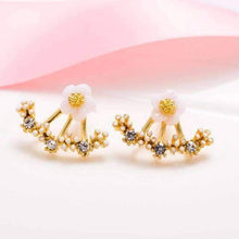 Pin Push Back Stud Earrings For Women With Floral Crystal Top Stud Earrings IFKM Speciality Store Gold color 