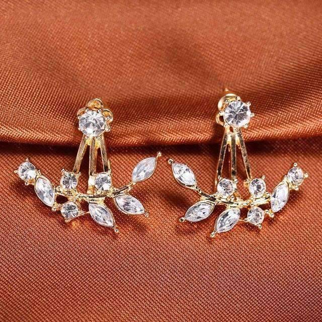 Pin Push Back Stud Earrings For Women With Floral Crystal Top Stud Earrings IFKM Speciality Store Gold color15 