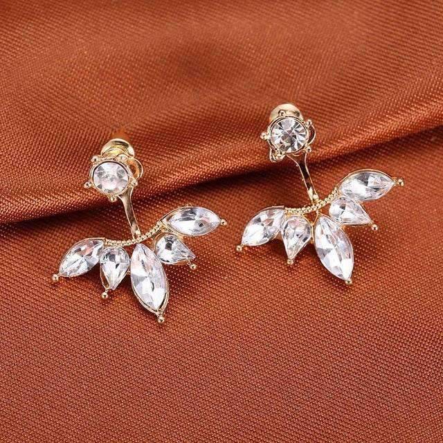 Pin Push Back Stud Earrings For Women With Floral Crystal Top Stud Earrings IFKM Speciality Store Gold color18 