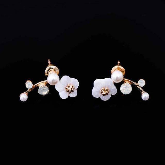 Pin Push Back Stud Earrings For Women With Floral Crystal Top Stud Earrings IFKM Speciality Store Gold color6 
