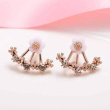 Pin Push Back Stud Earrings For Women With Floral Crystal Top Stud Earrings IFKM Speciality Store Rose gold color 