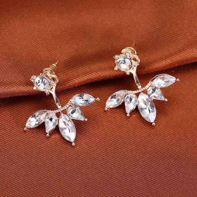 Pin Push Back Stud Earrings For Women With Floral Crystal Top Stud Earrings IFKM Speciality Store Rose gold color19 