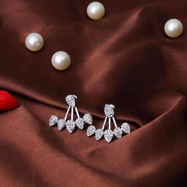 Pin Push Back Stud Earrings For Women With Floral Crystal Top Stud Earrings IFKM Speciality Store Silver color13 