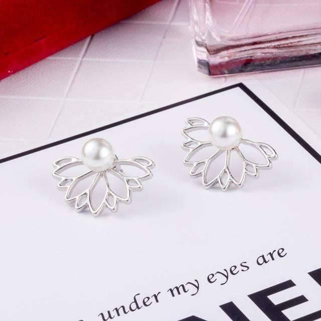 Pin Push Back Stud Earrings For Women With Floral Crystal Top Stud Earrings IFKM Speciality Store Silver color9 