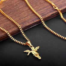 Pure Gold Color Angel Necklace for Men Pendant Necklaces subeads Store 