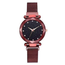 Rose Gold Mesh Magnet Buckle Casual Women’s Dress Watch Women's Watches 77 Fashion Red 