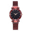 Rose Gold Mesh Magnet Buckle Casual Women’s Dress Watch Women's Watches 77 Fashion Red 