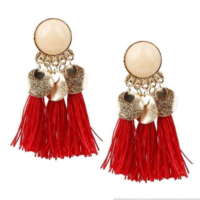 Round Resin Dangle Drop Earrings Drop Earrings Zoeber One Store Red Color 
