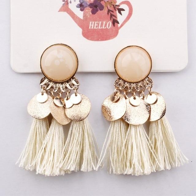 Round Resin Dangle Drop Earrings Drop Earrings Zoeber One Store White Color 