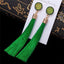 Silk Fabric Long Drop Earrings Drop Earrings HOCOLE Official Store green 