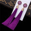 Silk Fabric Long Drop Earrings Drop Earrings HOCOLE Official Store purple 