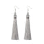 Silk Fabric Long Fringe Earrings Drop Earrings LOVBEAFAS Official Store Gray 