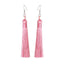 Silk Fabric Long Fringe Earrings Drop Earrings LOVBEAFAS Official Store Pink 