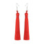 Silk Fabric Long Fringe Earrings Drop Earrings LOVBEAFAS Official Store Red 