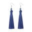 Silk Fabric Long Fringe Earrings Drop Earrings LOVBEAFAS Official Store Royal Blue 