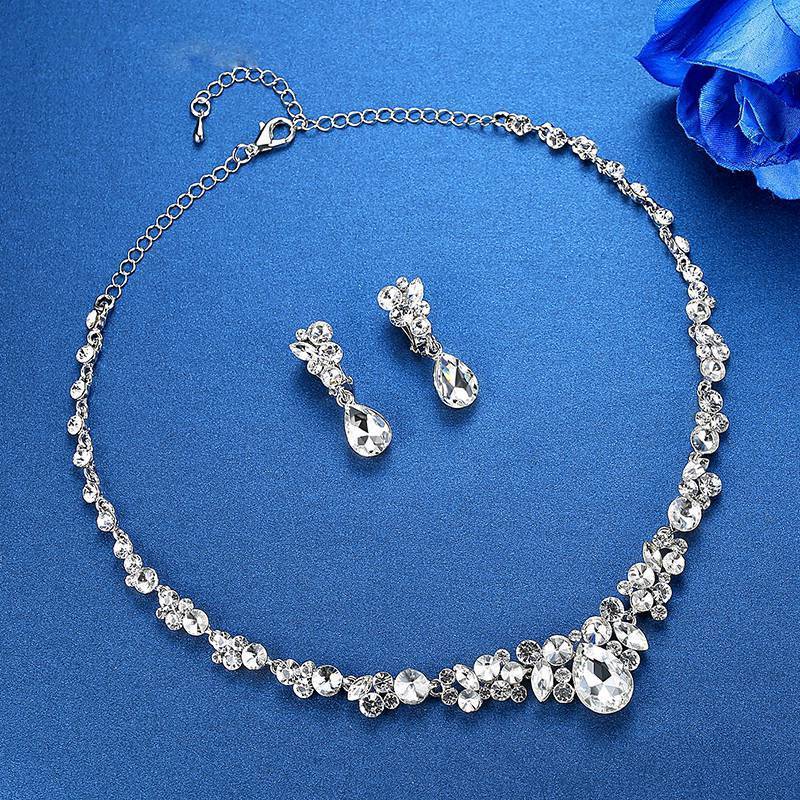 Silver Color Teardrop Jewelry Sets Bridal Jewelry Sets mecresh Official Store 