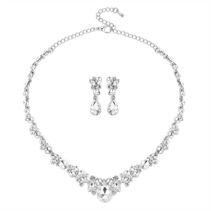 Silver Color Teardrop Jewelry Sets Bridal Jewelry Sets mecresh Official Store 