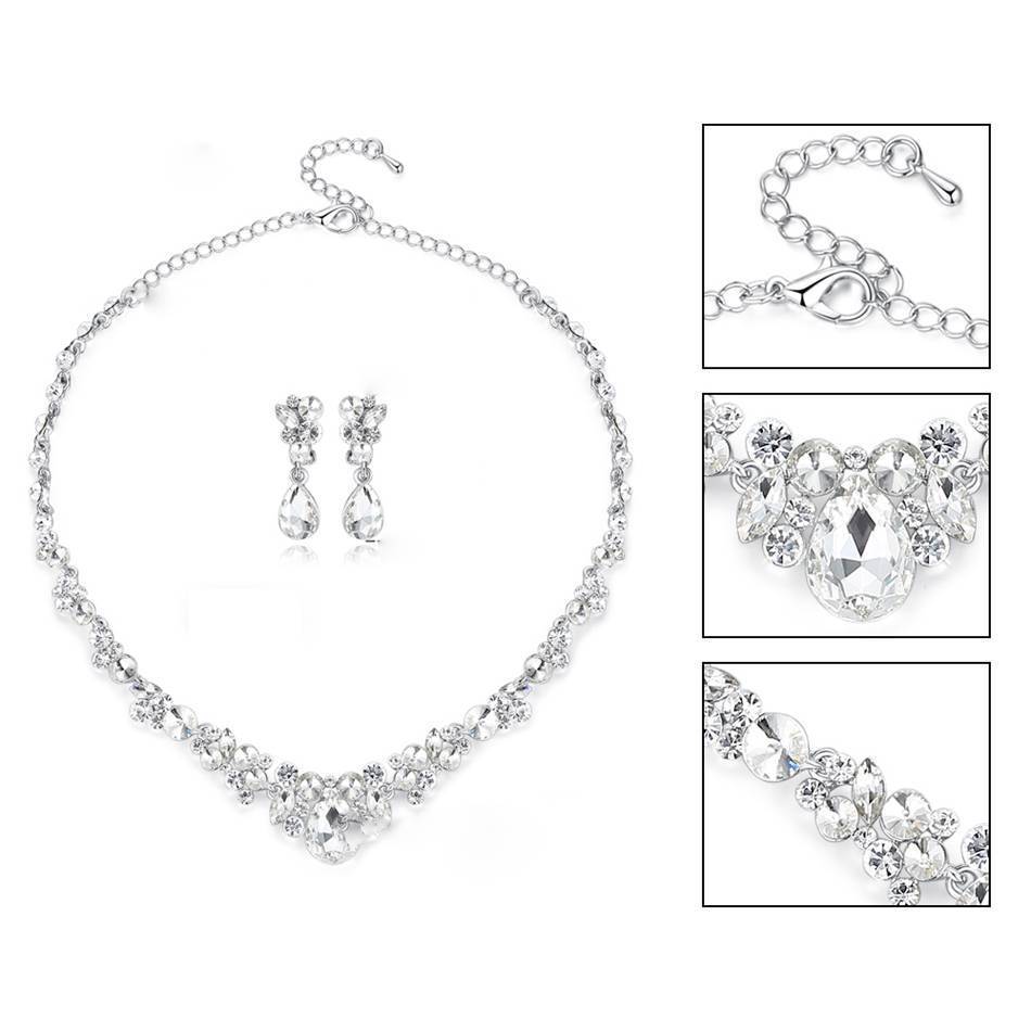 Silver Color Teardrop Jewelry Sets Bridal Jewelry Sets mecresh Official Store 